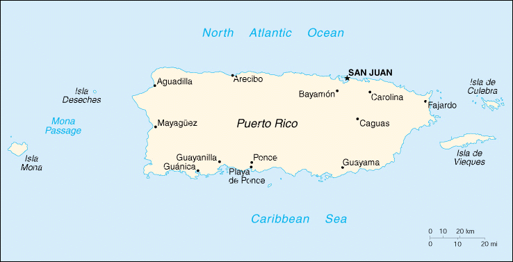 Map of Puerto Rico - Print for easier reading.